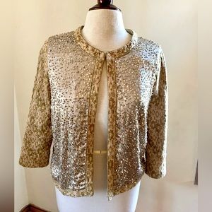 Silver & gold sequin embellished 3/4 sleeve jacket.